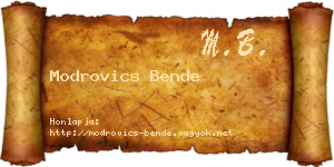 Modrovics Bende névjegykártya